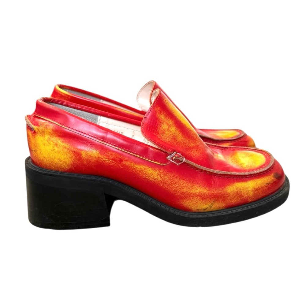 RARE Vintage Y2K Steve Madden Heat Map Chunky Platform Leather Loafers Size 8 - Picture 2 of 12